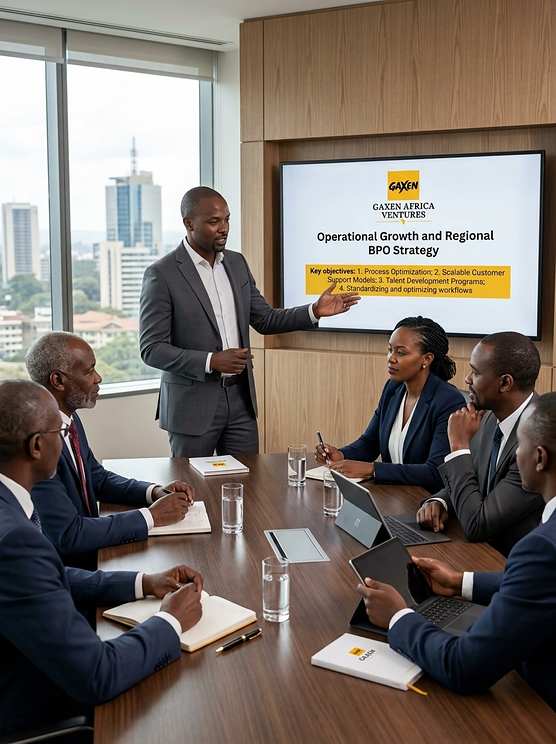 GAXEN boardroom presentation on operational growth